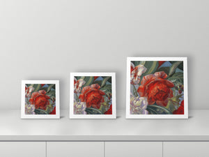 Flowers 2 by Angela Muellers, 10x10, 12x12 and 16x16 prints side by side
