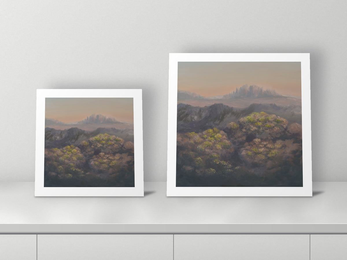 Desert I by Mel P, 12x12 and 16x16 prints side by side