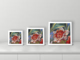 Flowers 5 by Angela Muellers, 10x10, 12x12 and 16x16 prints side by side