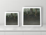 Forest I by Mel P, 12x12 and 16x16 prints side by side