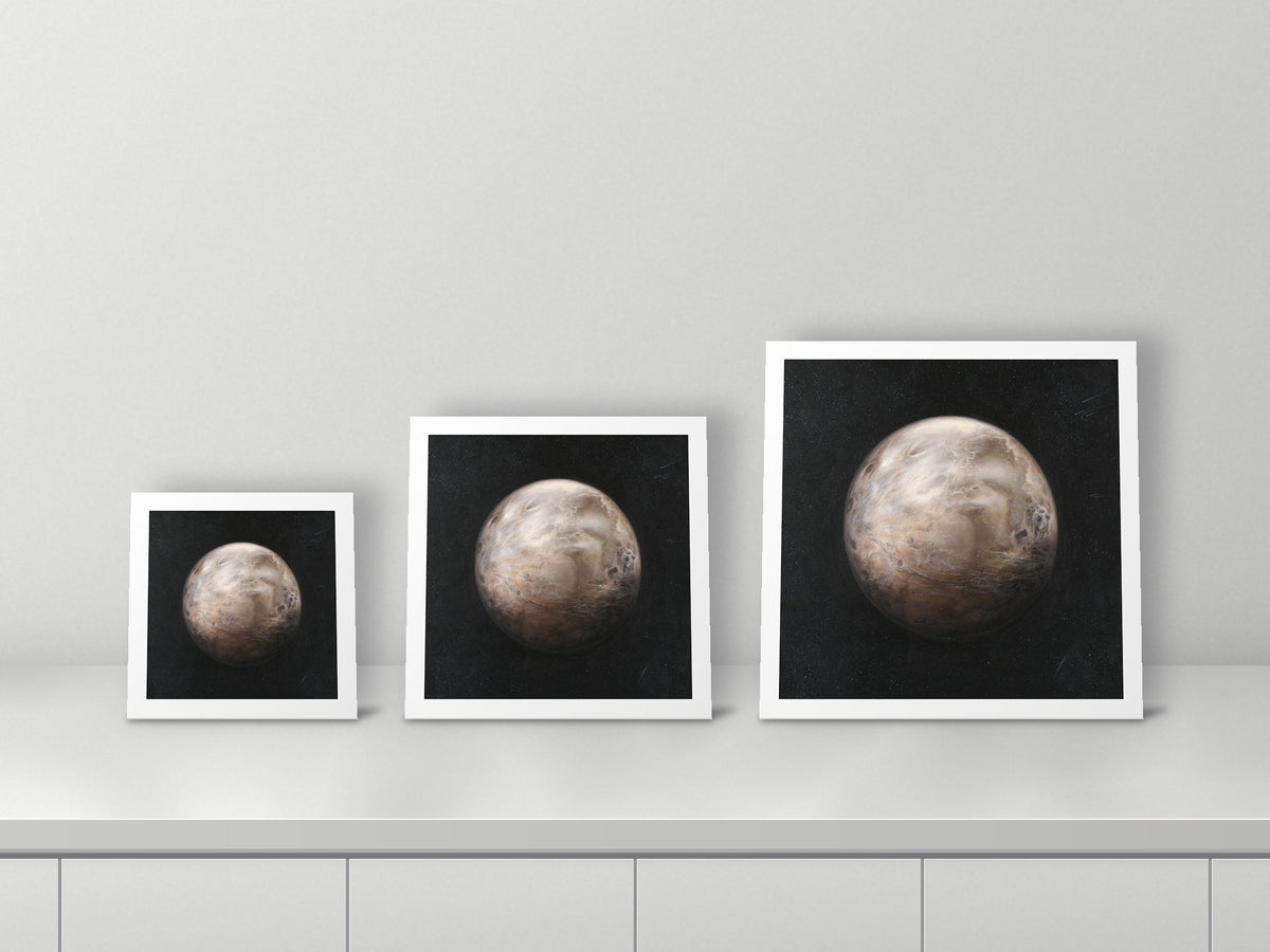Mars I by Mel P, 12x12, 16x16 and 20x20 prints side by side