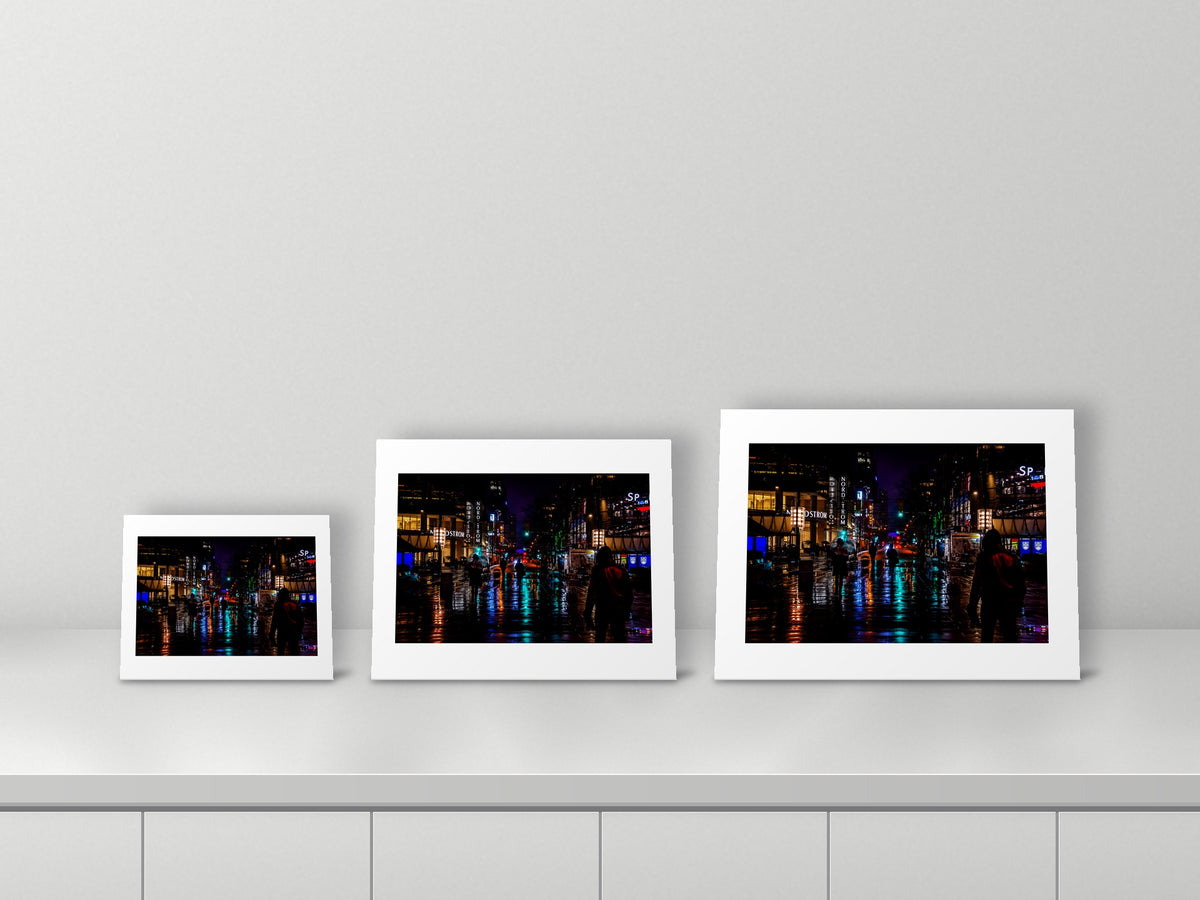 Robson Square by Gord McCaw, 11x14, 16x20 and 18x24 prints side by side